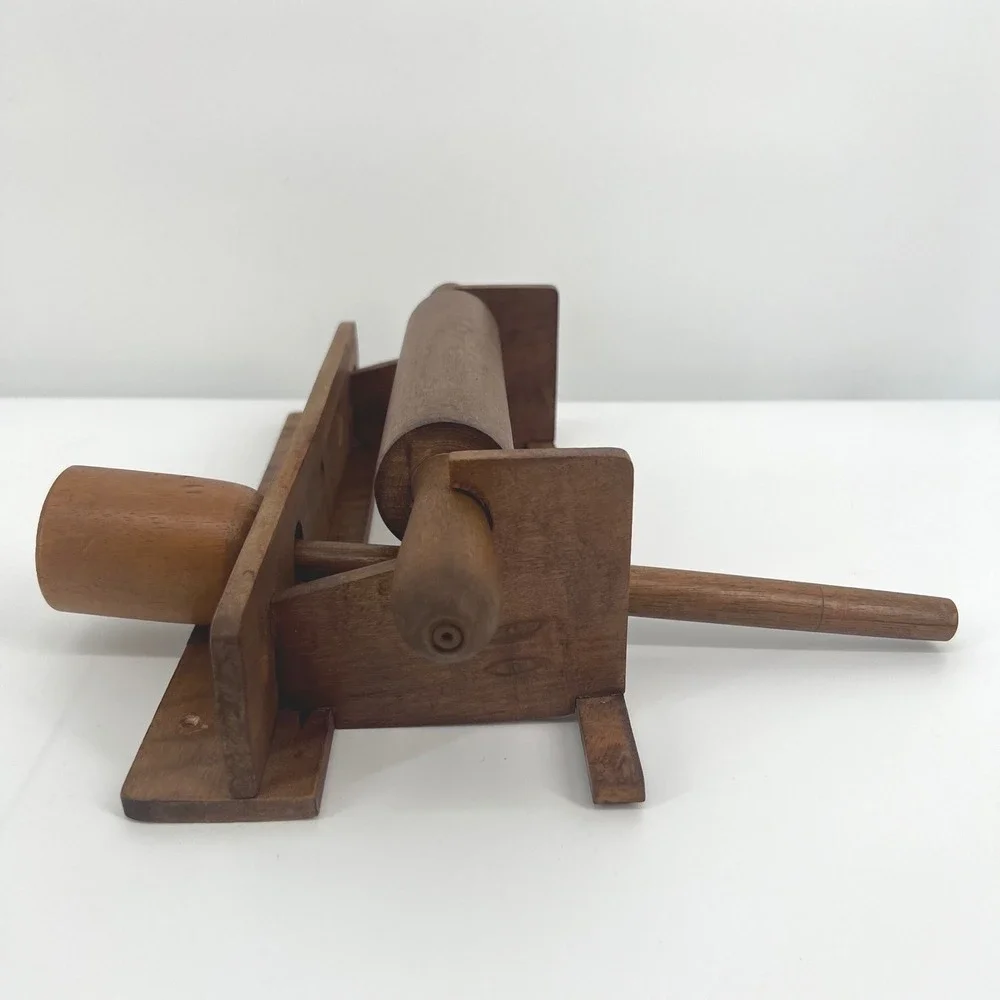 Vintage Wood Rolling Pin Mallet Set Wall Rack Brown Primitive Farmhouse Decor
